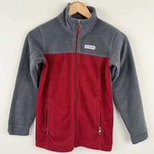 Columbia Kids Fleece Jacket Full Zip Red Gray Size M Warm Outdoor Adventure