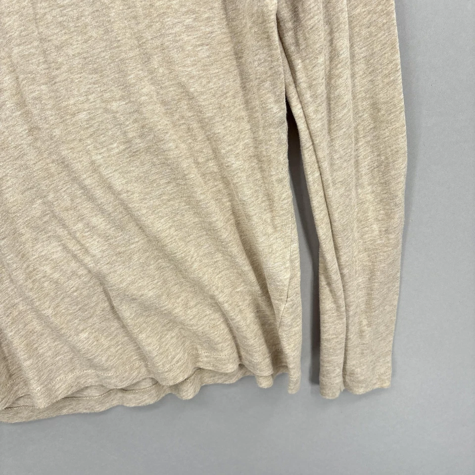 Camisa J Crew Mujer Grande Beige Cuello Alto Manga Larga 100% Algodón Ligera Foto 3 de 4