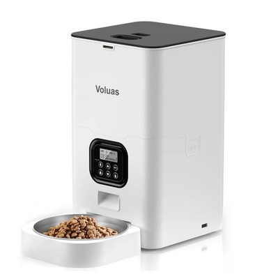 VOLUAS Automatic Pet Feeder Food Dispenser Timed W/ Desiccant Bag (OPEN BOX)