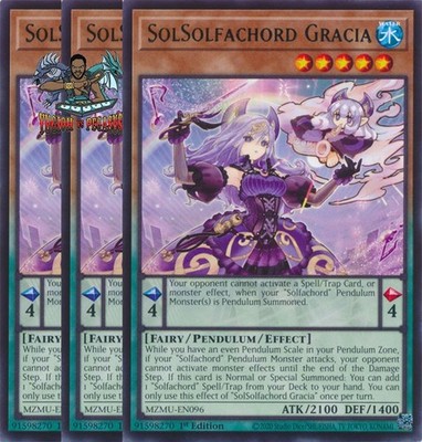 Yugioh! 3x SolSolfachord Gracia MZMU-EN096 Rare 1st Ed NM