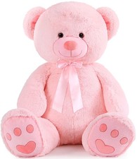 MorisMos 4ft Giant Pink Teddy Bear Stuffed Animal, Big Teddy Bear Plush