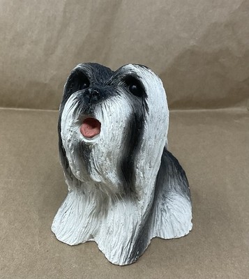 SHIH TZU Dog Figurine White & Gray 4.75'' H