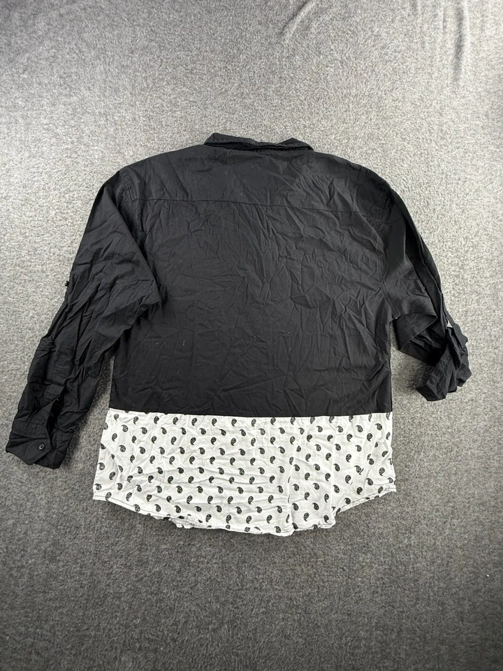 Camisa Ditch Plains Para Hombres Dos Tonos Negra Blanca Manga Larga Botón XL Occidental Foto 2 de 4