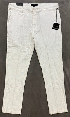 NWT SAKS FIFTH AVENUE WHITE LINEN BLEND PANTS SZ 34