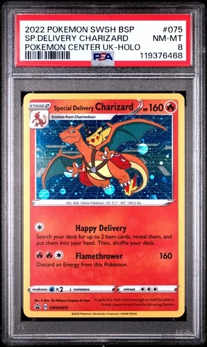 PSA 8 NM-MT Special Delivery Charizard Promo Holo Pokemon Card SWSH075