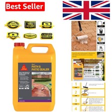 Path and Patio Sealer 5L - Clear, Acrylic, Water-Resistant for Concrete, Ston...