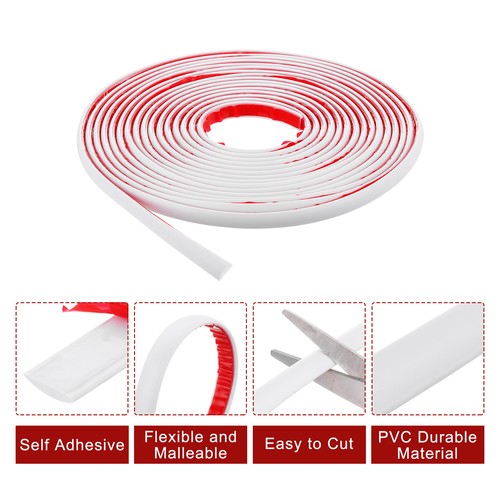 Peel and Stick Trim, 0.4 Inch x 26 Ft Flexible Wall Molding Trim, White - Picture 3 of 6