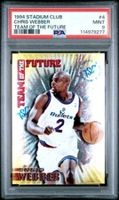 PSA 9 MINT 1994 STADIUM CLUB CHRIS WEBBER #4 BULLETS TEAM OF THE FUTURE 277 B139