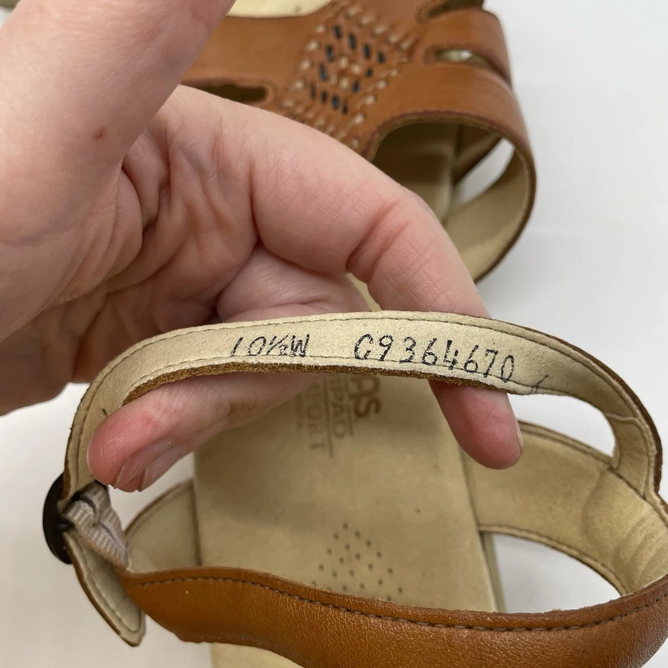 SAS Tan Huarache Leather Sandals Tripad Comfort Ankle Strap Size 10.5 Wide - Image 4 of 4