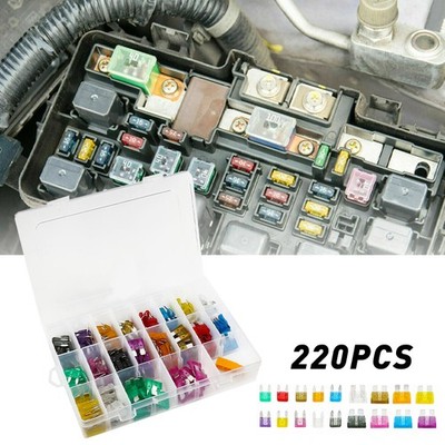 220Pc Car Blade Fuse Assorted Assortment Kit Blade Set Auto Truck Automotive CN