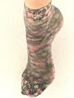 1 Pair Women's 20 Den Very Fine Stretchy Socks Black Flowers Size 35-40