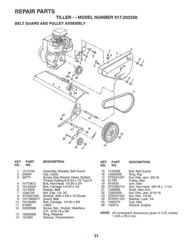 Owners Manual Sears Craftsman 5.0 HP, 24" Front Tine Tiller - Model 917 ...