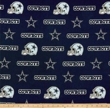 Dallas Cowboys Helmet Logo Star Print NFL Cotton Fabric by the Full Yard 58"W