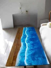 Handmade Blue Epoxy Table – Artistic Resin Coffee Table for Living Room Decor