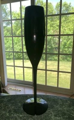 MIKASA ELEGANCE BLACK CHAMPAGNE FLUTE~GLASS~GOBLET~STEM~10-5/8"~SLEEK~NEW W/ TAG