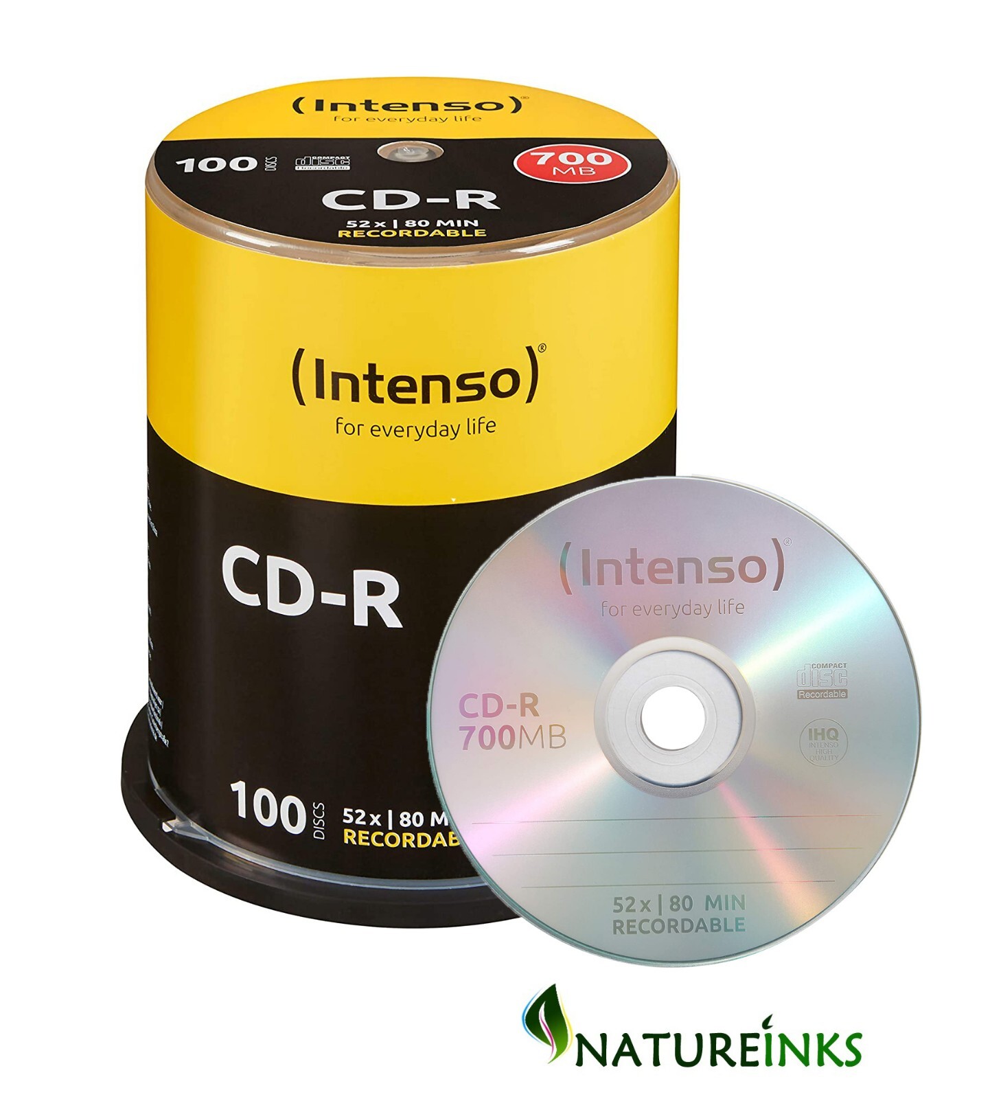 Clearance! 100 Intenso Blank CD CD-R 52x 700MB 80 mins discs Cakebox 1001126