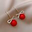 miniature 1 - Charm Red Bow Zircon Pearl Ear Hook Earrings Dangle Women Wedding Xmas Jewellery
