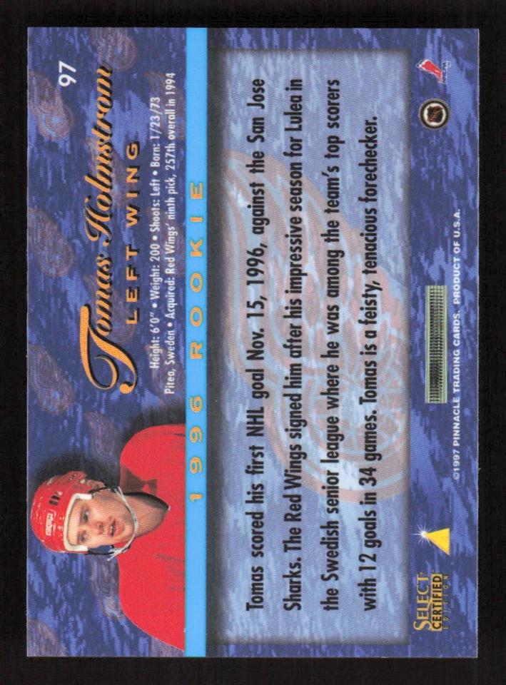 1996-97 Select Certified #20 Chris Osgood Detroit Red Wings - Image 2 of 2