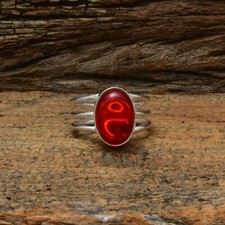 Beautiful Red Onyx Gemstone 925 Sterling Silver Handmade Ring All Size