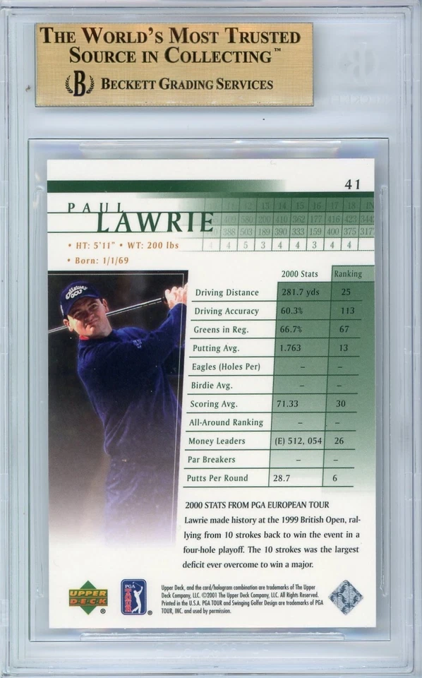 POP 1: Paul Lawrie RC BGS 9.5: 2001 Upper Deck Rookie Card Gisto True Gem Mint - Image 2 of 3