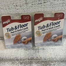 TWO Magic Peel  Stick Caulk Tub  Floor WHITE 1.25" x 5' Bathtub Shower Seal