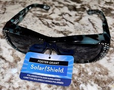 T129 FOSTER GRANT Solar Shield SS FO 065 TEL SMK Teal Fits Over SUNGLASSES