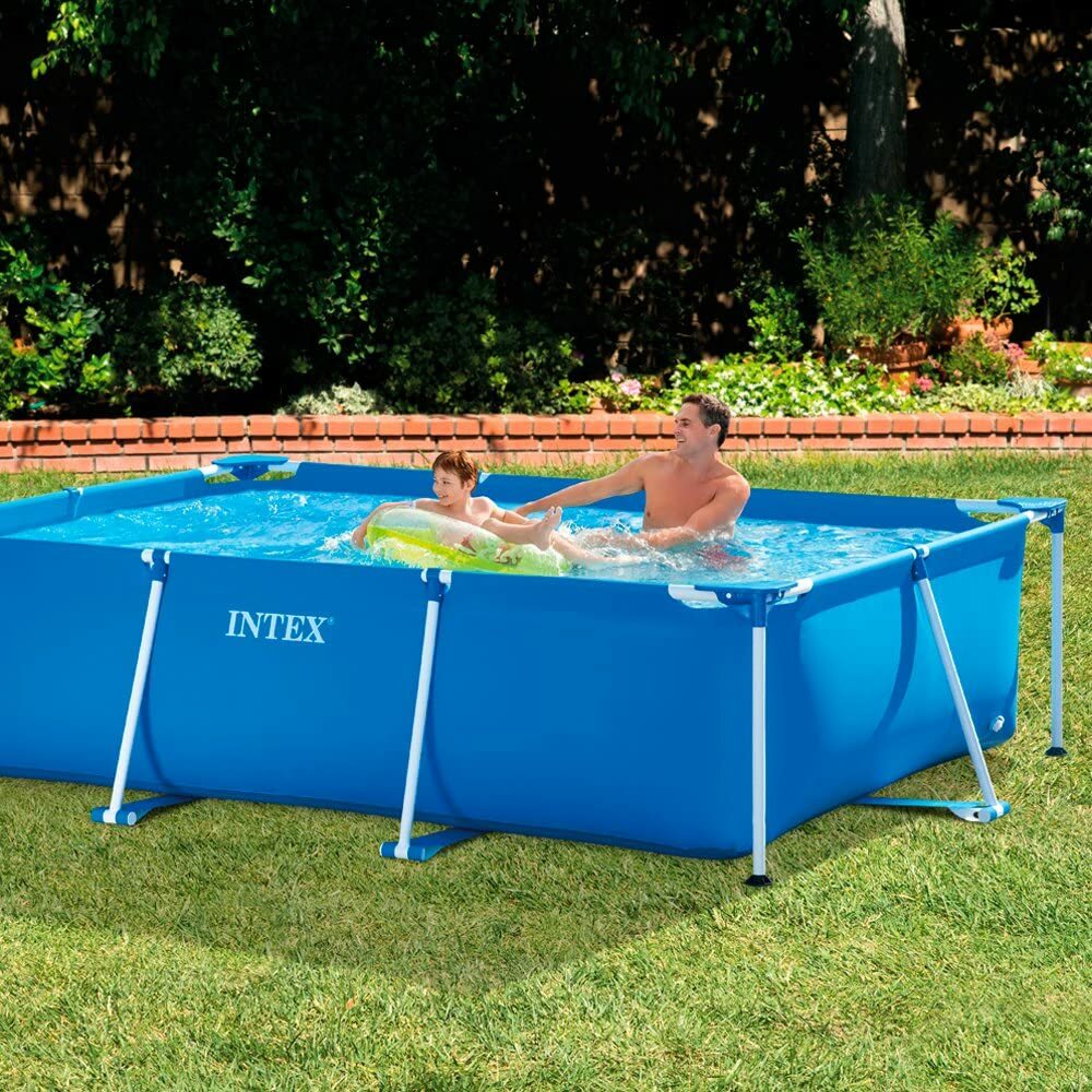 intex 2m x 3m プール Intex Metal Frame Rectangular Family Kids Swimming Pool 3m x 2m