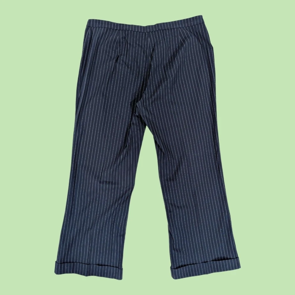 Pantalones de trabajo para mujer Marina Rinaldi azul marino talla 29 rayas blancas formales Foto 2 de 4