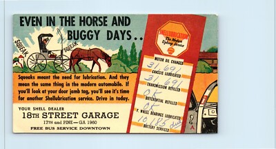 postcard 18th street garage shell dealer mileage reminder-buy US saving bonds