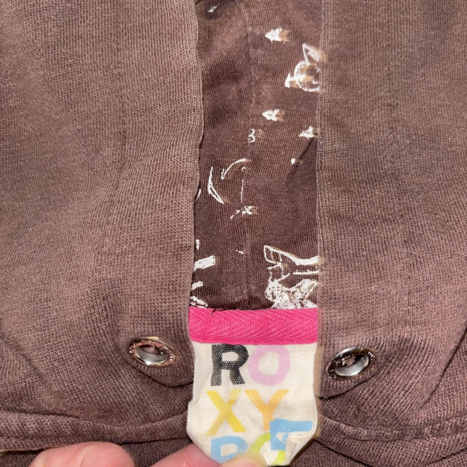Chaqueta con Capucha Roxy Niñas Cremallera Completa Talla Juvenil Mediana Marrón De Colección Y2K Foto 4 de 4