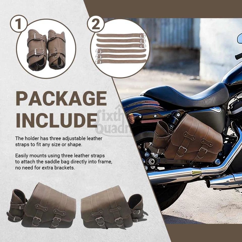 Bolsas de sillín para motocicleta Indian Scout Sixty Bobber bolsas laterales alforjas marrón Foto 3 de 4