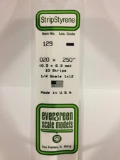 Evergreen Scale Models Styrene Strip .020 x .250 (10 pcs) #129