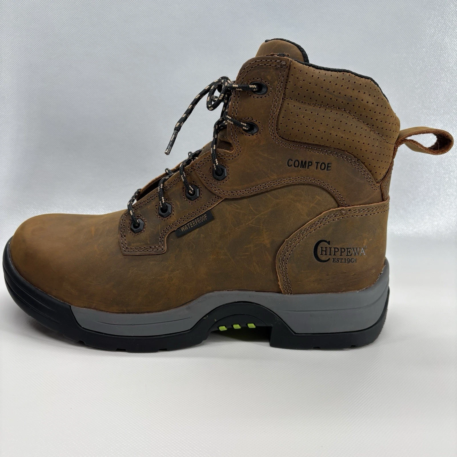 Chippewa Waterproof Safety Toe Work Boots EH ASTM F2413-18 Brown Mens 10D New