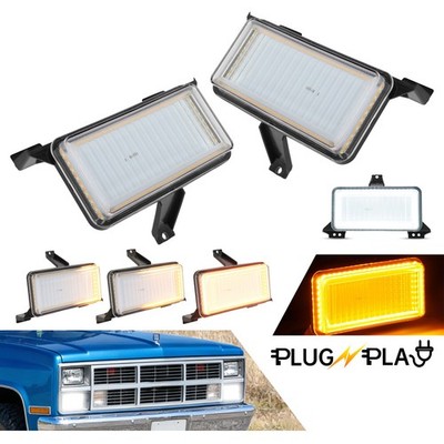 For Chevrolet GMC Pickup Truck 83-88 Switchback LED Turn Signal Lights Clear