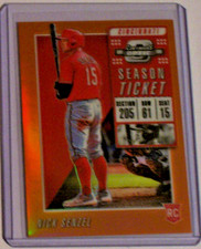2019 Contenders Optic Neon Orange Rookie Parallel Nick Senzel /17 Reds