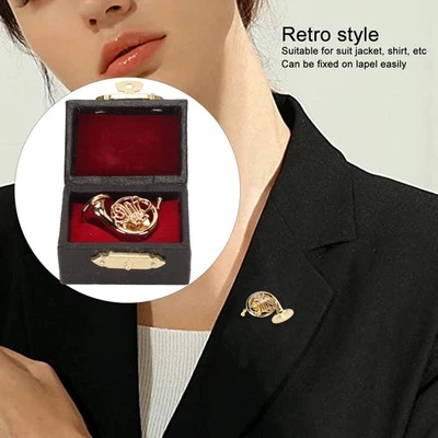 MARKENLOS Neu Gold Miniatur Französisch Horn Shaped Revers Brosche Pin Messing Mini