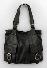 Arcadia Black Leather Shoulder Bag Multi Pock...