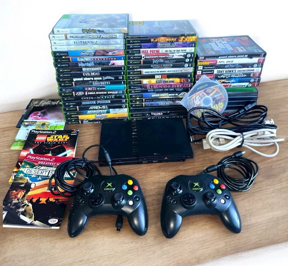 Xbox PS2 Lot 50+ Games, Sony PS2 Slim Console 2 OEM Controllers Huge Gaming Lot - Image 2 of 4