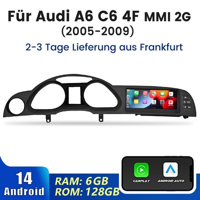 8.8'' Für AUDI A6 C6 MMI 2G 2005-2009 Android14 Autoradio CarPlay GPS Navi 6+128G