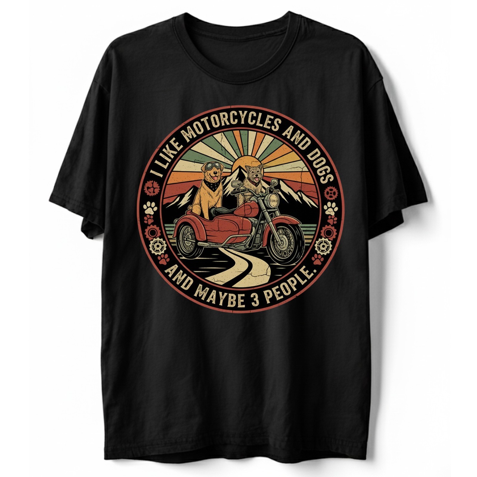 Motorcycle Dog Sidecar Tee I Like Motorcycles Dogs And Maybe 3 People Retro Tee