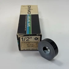 Vintage Dymo Labeling Tape Cartridge 1/2" x 144” New Old Stock Glossy Black 1 Pc