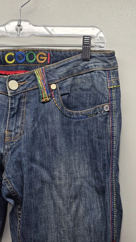 COOGI Low Rise Y2K Jeans Women's 11 / 12 Embroidered Straight Leg Med Wash 32 - Image 4 of 4