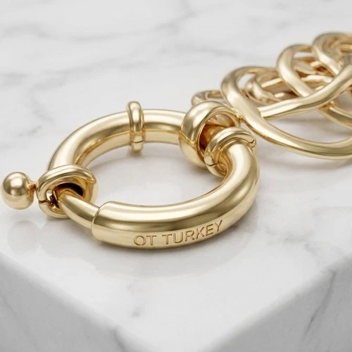 Bellezza Bronze Yellow Gold Plated Bold Chunky Statement Chain Link Bracelet 8" image 5