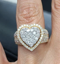 DEAL! 1.50CT Natural Round Cluster Diamond Engagement Heart Ring 14K Gold