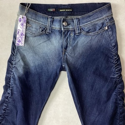 Blaue Damenjeans Miss Sixty Arc Bündchen niedrige Leibhöhe Größe 8 W27 L32 (470F) neu mit Etikett