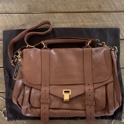 Proenza Schouler PS1 Brown Satchel Buckle Accent Gold Hardware Top