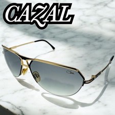 CAZAL Vintage Sunglasses Half Rim Black Gold 00s Archive Authentic Rare