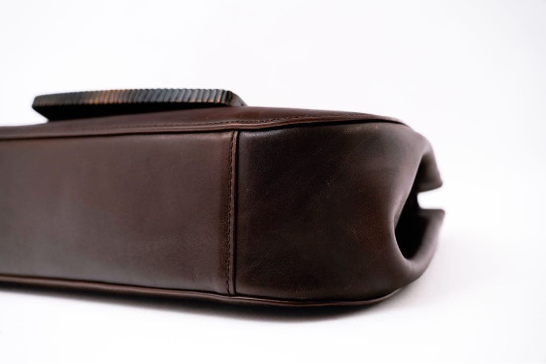 GUCCI Tom Ford Era Shoulder Bag Flaplock Leather Wood Brown Black Hardware Japan thumbnail 20