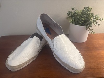 Verbenas White Pebbled Leather Espadrille Slip On Flats Spain Size 40 US 9/9.5