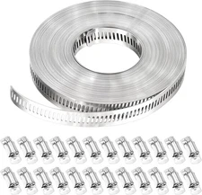 33FT Hose Clamps,304 Stainless Steel 33ft Long,0.5inch wide, Silver 